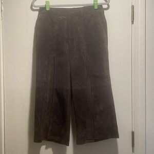 Yvonne & Marie Soft Chocolate Suede Gaucho Split Seamed Pleat Front So Cool